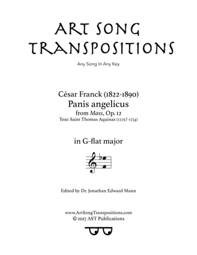 FRANCK: Panis angelicus (transposed to G-flat major) (arr. ArtSongTranspositions.com)