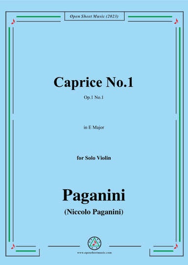 Paganini-Caprice No.1,Op.1 No.1,in E Major,for Solo Violin (arr. OSM Press)