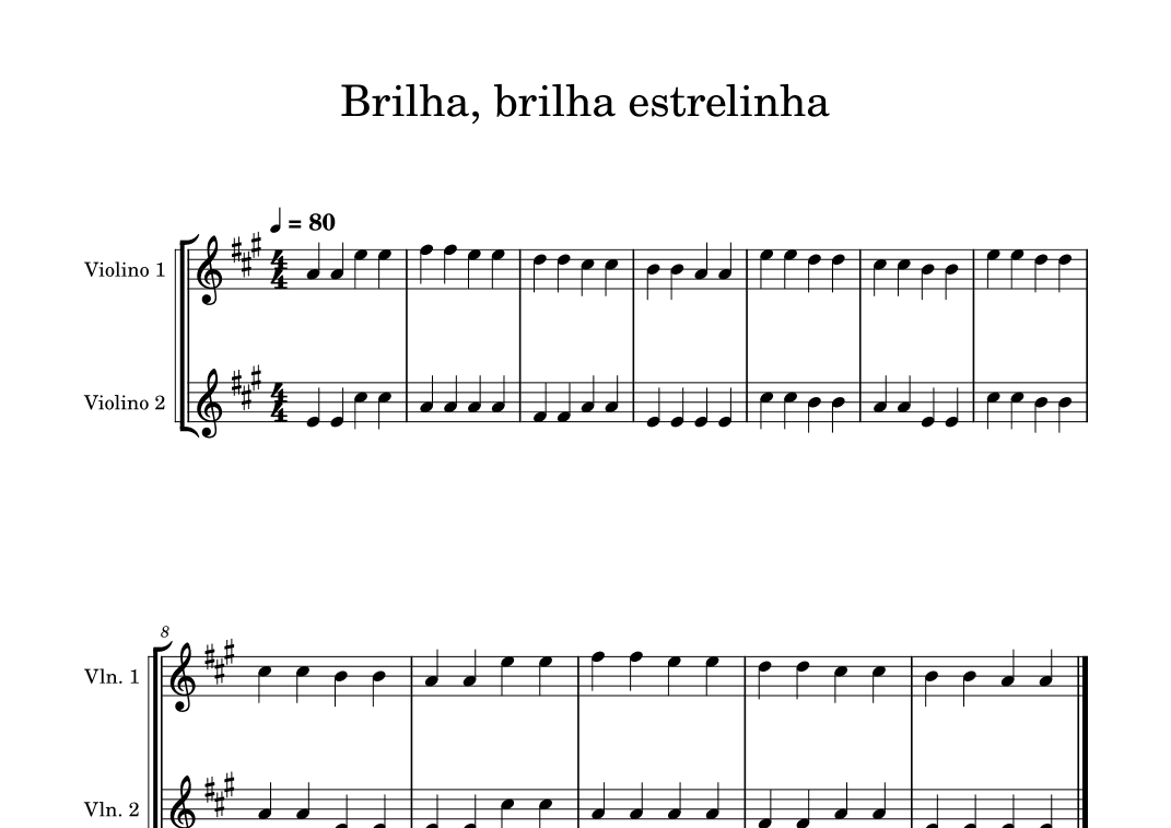 Twinkle, twinkle little star - violin 1&2 (arr. Samara Sampaio)