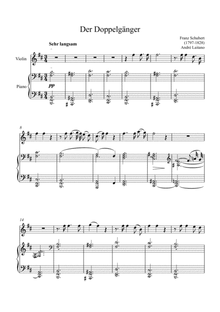 Der Doppelgänger - Franz Schubert - Violin Solo (arr. André Laitano)