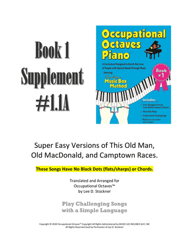 Occupational Octaves Piano™ Supplement 1.1D (Here Comes the Bride, Musette, and Are You Sleeping) (arr. Lee D. Stockner)