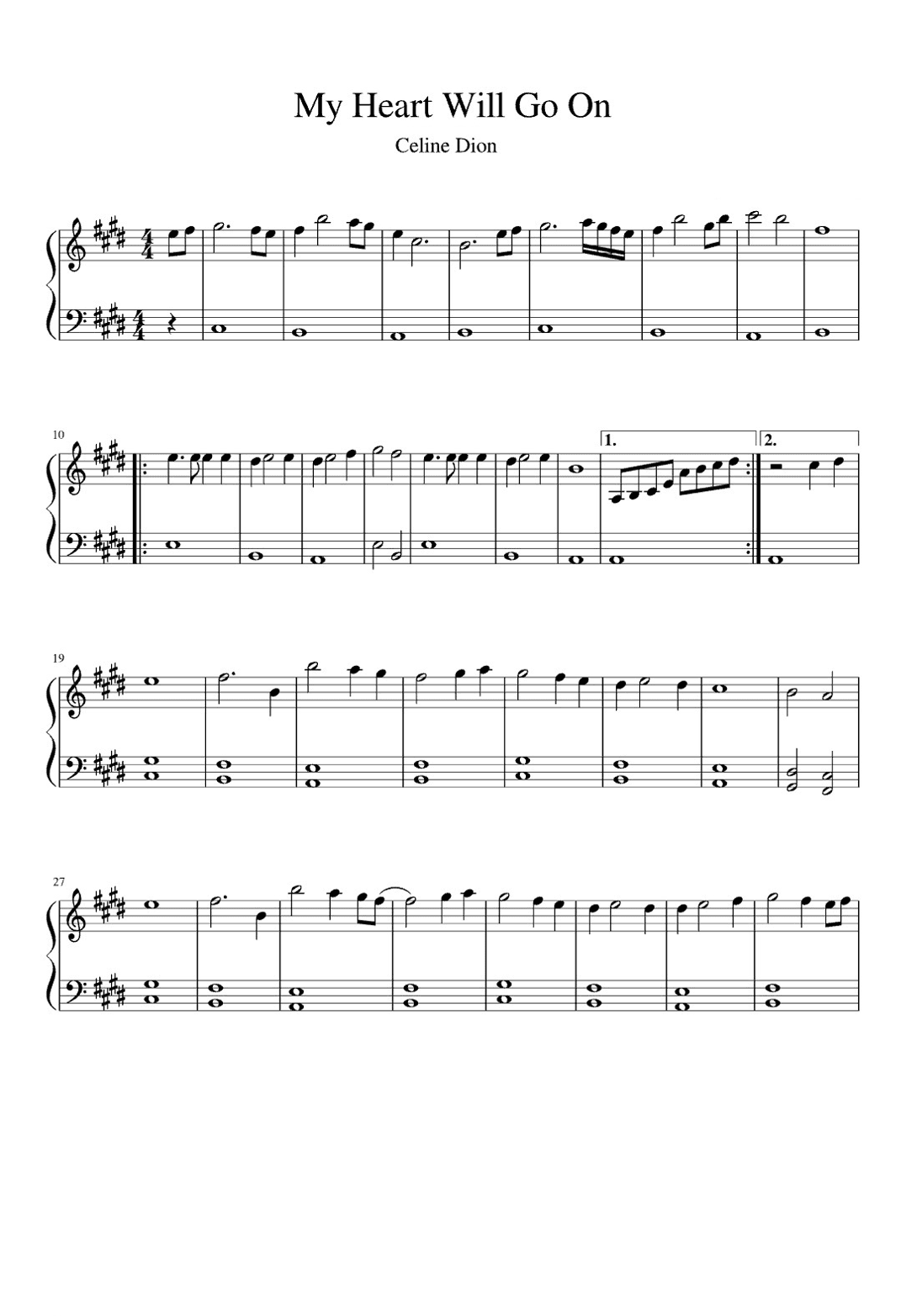My Heart Will Go On (love Theme From 'titanic') (arr. Unknown)