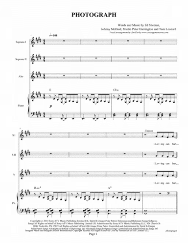 Photograph (arr. Jim Farley www.arrangementsone.com)