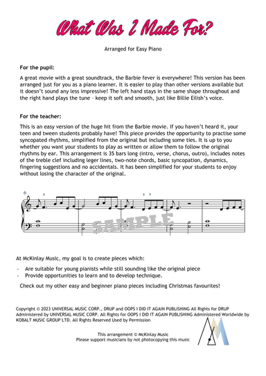 What Was I Made For? (arr. L McKinlay)