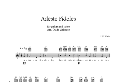 Adeste Fideles (guitar - G major - TABS - with lyrics) O Come All Ye Faiful (arr. Duda Oriontte)