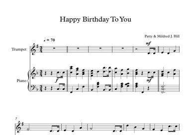 Happy Birthday To You - Patty & Mildred J. Hill (Trumpet + Piano) (arr. Digital Book Music)