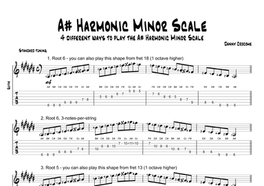 A# Harmonic Minor Scale (4 Ways to Play)