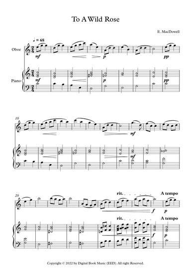 To A Wild Rose - Edward MacDowell (Oboe + Piano) (arr. Digital Book Music)