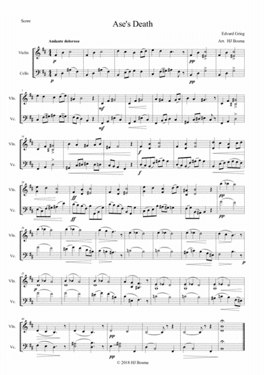 Ase's Death from Peer Gynt, arr. Violin & Cello (arr. HJ Bosma)