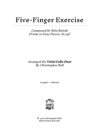 Bela Bartok - Five-Finger Exercise(From 10 Easy Pieces) - Viola/Cello Duet (arr. Christopher Bell)