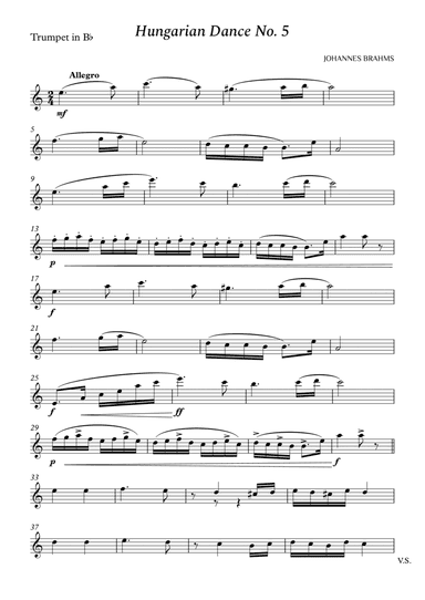 Hungarian Dance No. 5 for Trumpet in Bb (arr. Cássio Silva Chaves)