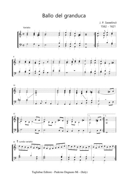 BALLO DEL GRANDUCA - J.P. Sweelinck - For Organ