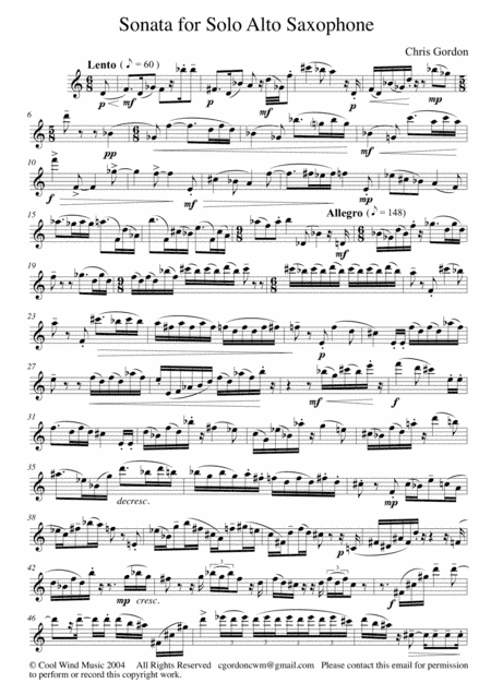 Sonata for solo alto saxophone (or solo oboe)