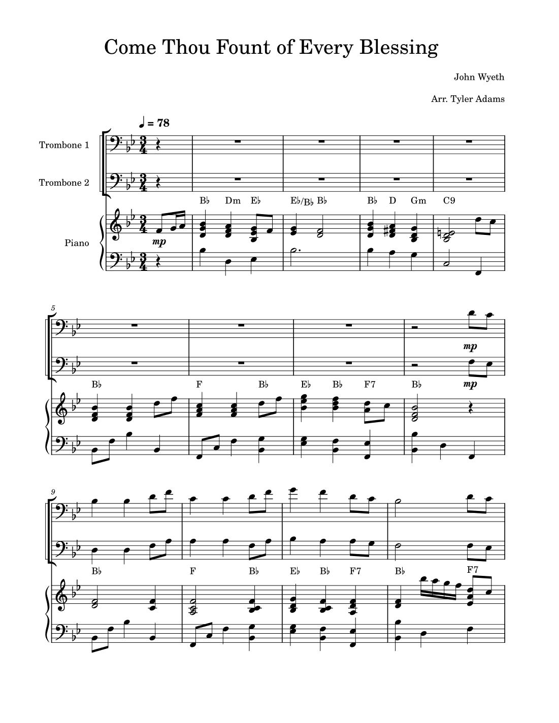 Come Thou Fount of Every Blessing (Trombone Duet) (arr. Tyler Adams)