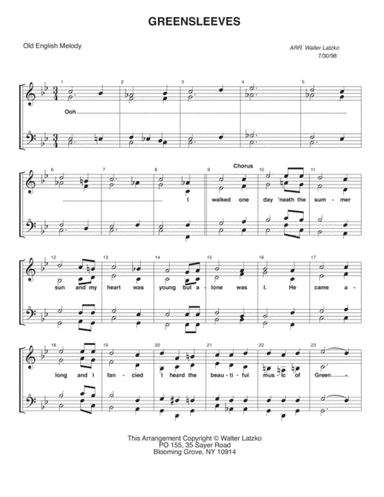 GREENSLEEVES (arr. Walter Latzko)
