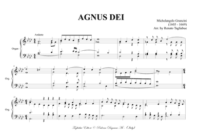 GRANCINI - AGNUS DEI - Arr. for Organ (arr. Renato Tagliabue)
