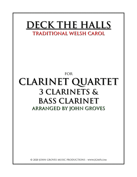 Deck The Halls - Clarinet Quartet (arr. John Groves)