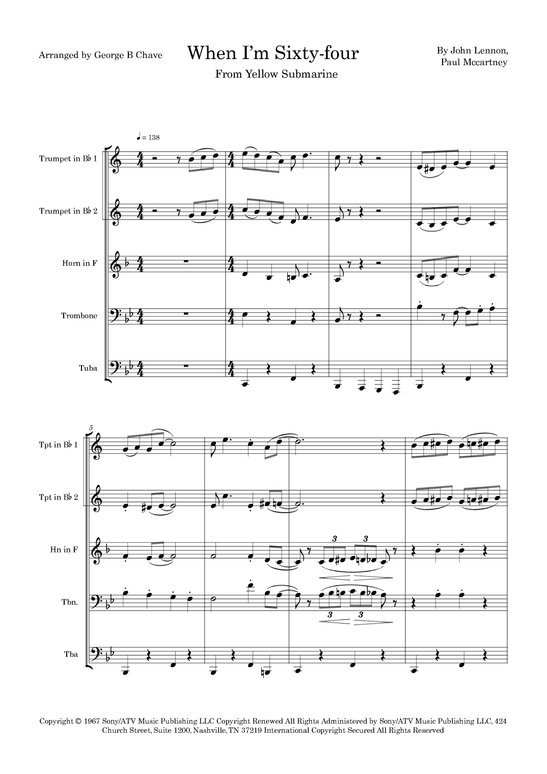 When I'm Sixty-four (arr. George B Chave)