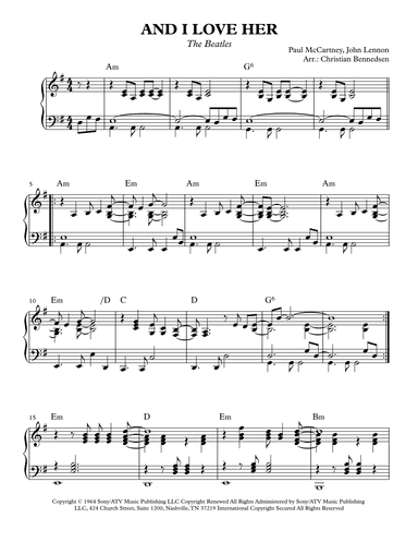 And I Love Her (arr. Christian Bennedsen)