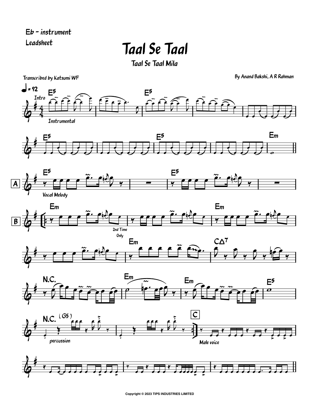Taal Se Taal (arr. Katsumi WF)