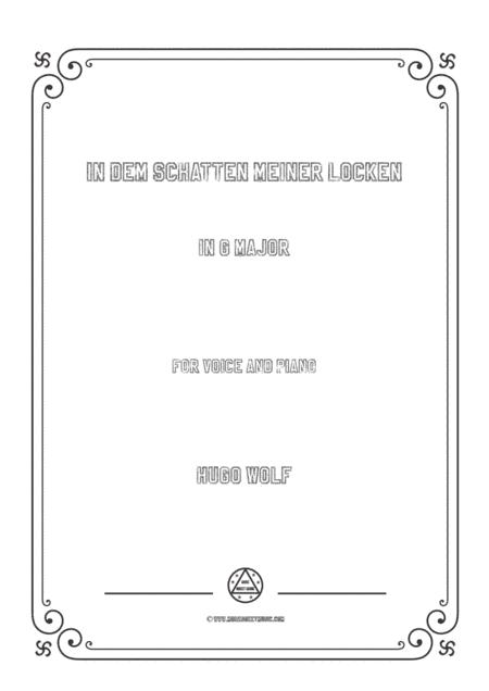 Wolf-In dem Schatten meiner Locken in G Major,for Voice and Piano (arr. MSM)