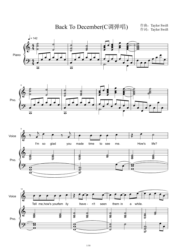 Back To December (arr. Taylor Swift)