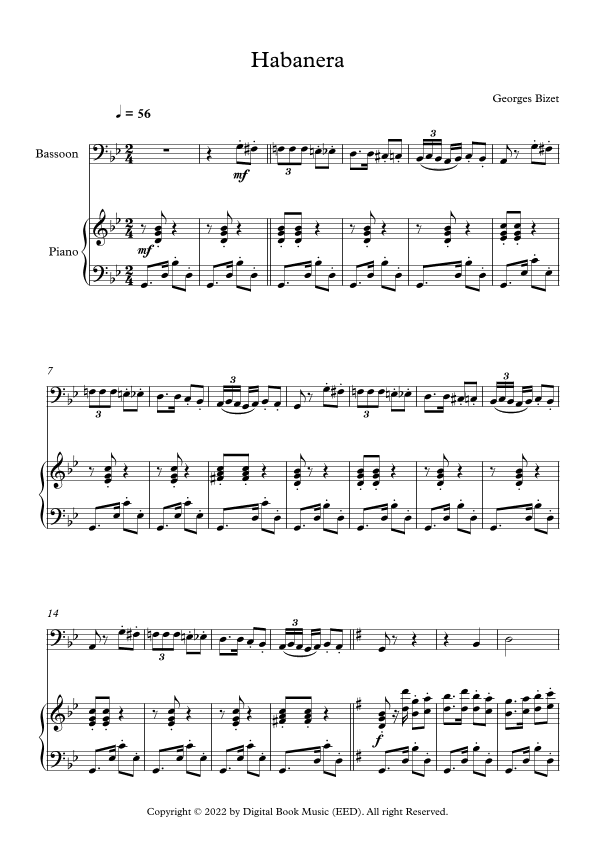 Habanera - Georges Bizet (Bassoon + Piano) (arr. Digital Book Music)