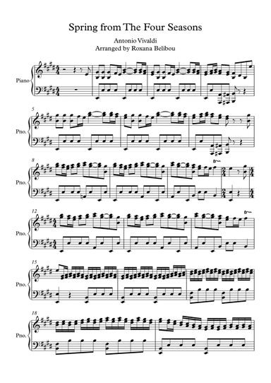 Spring from The Four Seasons Vivaldi Piano (arr. Roxana Belibou)