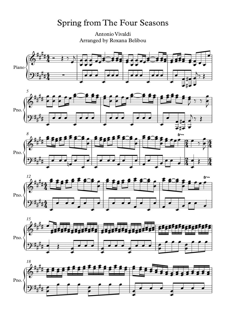 Spring from The Four Seasons Vivaldi Piano (arr. Roxana Belibou)