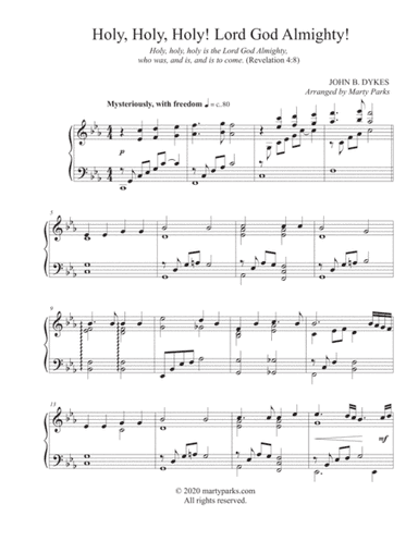Holy, Holy, Holy! Lord God Almighty! (Solo Piano) (arr. Marty Parks)