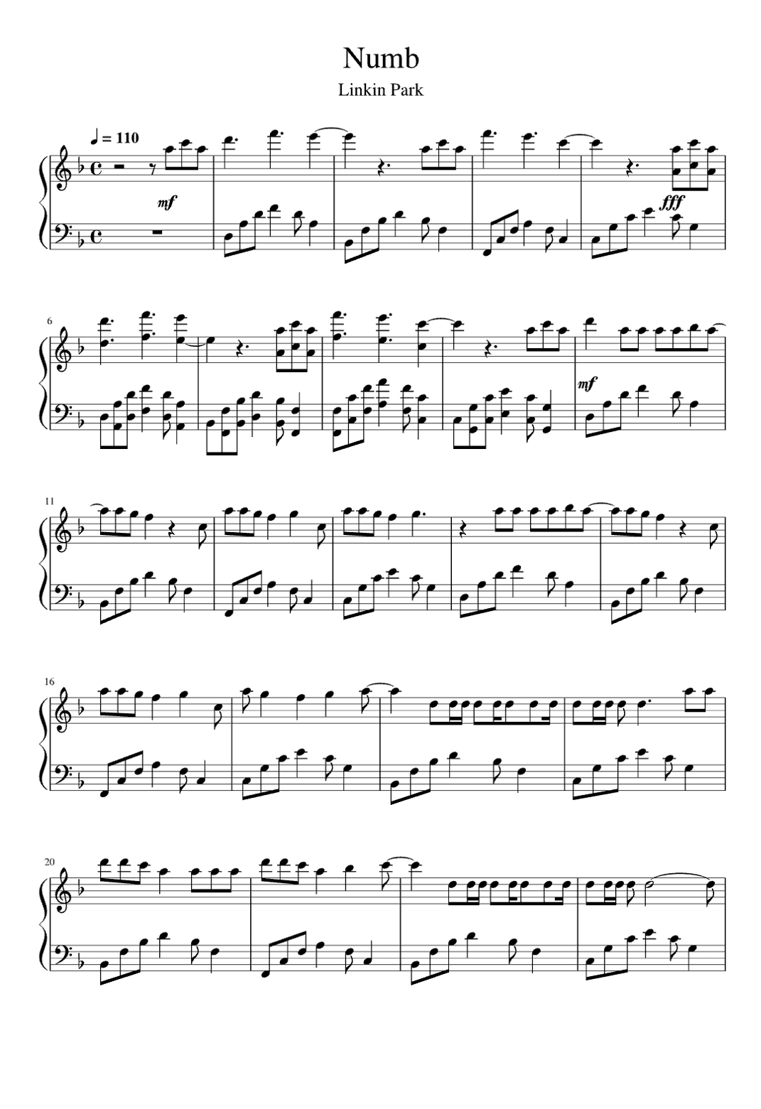 Numb (arr. Unknown)