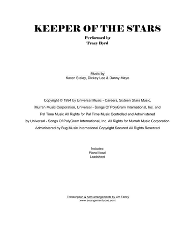 The Keeper Of The Stars (arr. Jim Farley www.arrangementsone.com)
