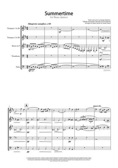 Summertime (arr. Robert Newth)