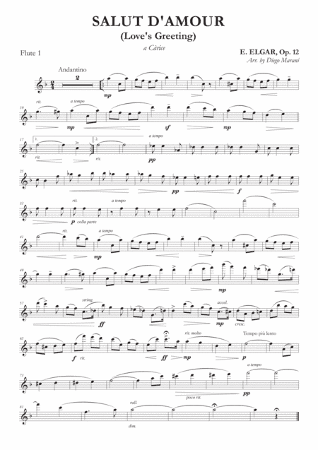 Salut d'Amour (Love's Greeting) for Flute Quartet (arr. Diego Marani)