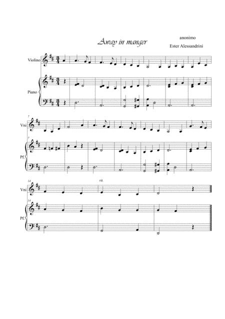 Away in a manger. Violin and piano (arr. Ester Alessandrini)