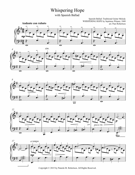 Whispering Hope - Piano Solo (arr. Pamela M. Robertson)