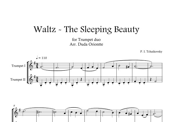 Waltz - The Sleeping Beauty (TRUMPET DUO ) TCHAIKOVSKY - beginner - Disney (arr. Duda Oriontte)