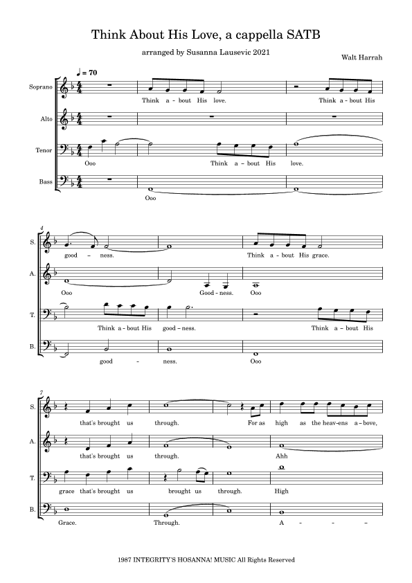 Think About His Love (arr. Susanna Lausevic)