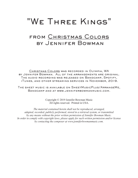 We Three Kings (arr. Jennifer Bowman)