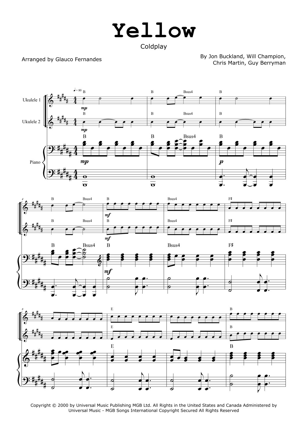 Yellow (arr. Glauco Fernandes)