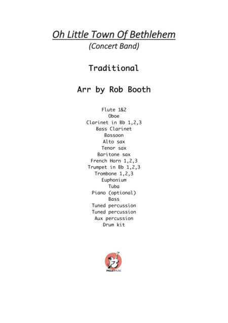 Oh Little Town Of Bethlehem (Concert Band, Wind band) (arr. Robert Booth)