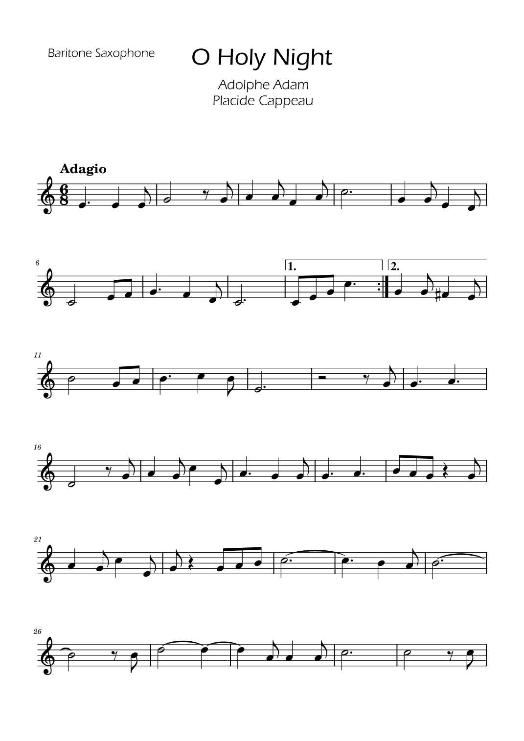 O Holy Night - Baritone Sax Solo w/ Piano (arr. Ygor Nunes)