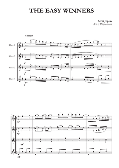 The Easy Winners for Flute Quartet (arr. Diego Marani)