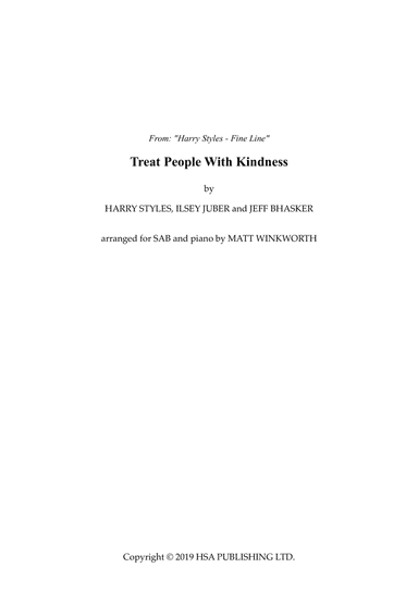 Treat People With Kindness (arr. Matt Winkworth)
