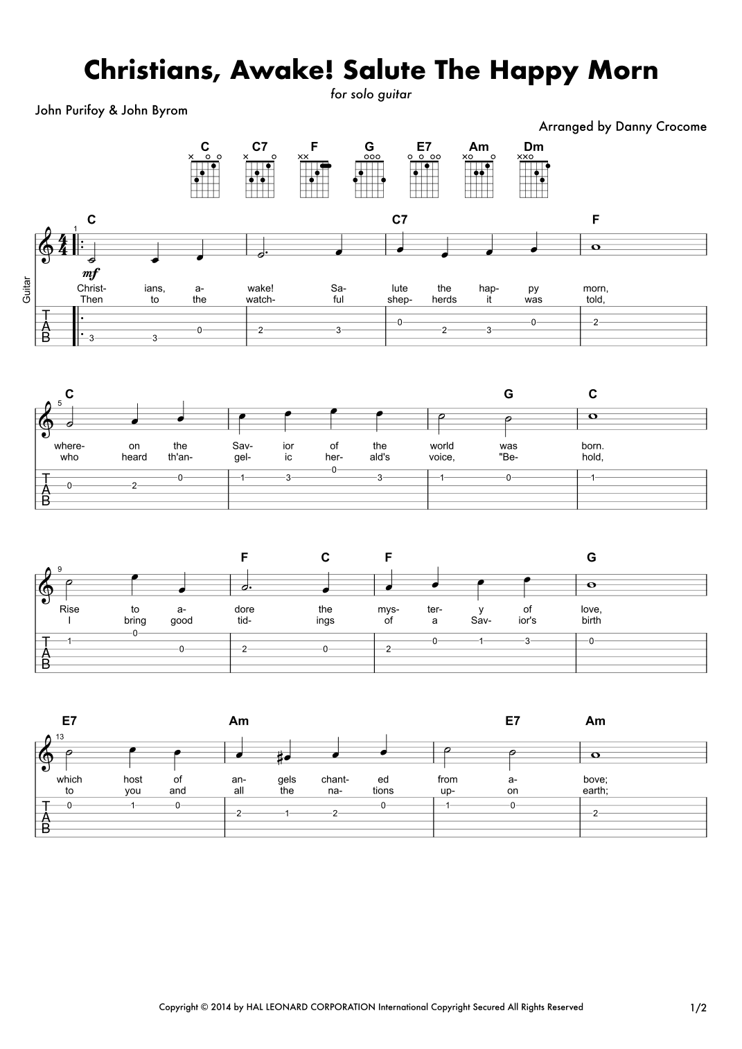 Christians, Awake! Salute The Happy Morn (arr. Danny Crocome)