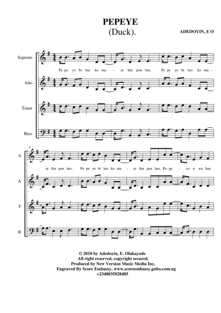 Pepeye (The Duck) SATB