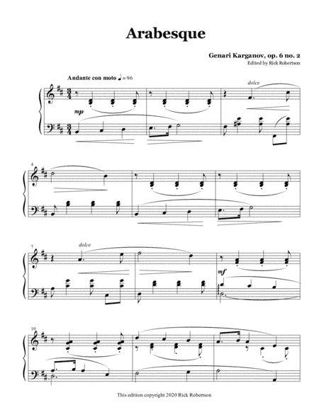 Arabesque, op. 6 no. 2 (Genari Karganov) (arr. Rick Robertson)