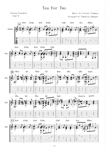 Tea for Two -Bossa Nova- (Fingerstyle Guitar) (arr. Tomohisa Kumagai)