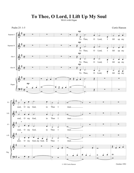 To Thee, O Lord, I Lift Up My Soul (SSAA)