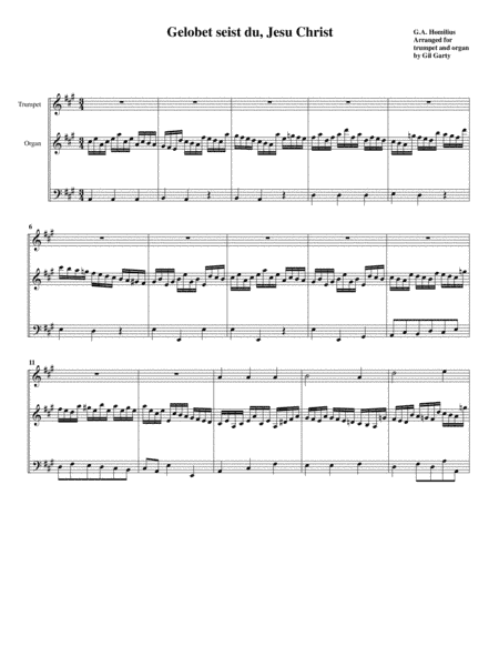 Gelobet seist du, Jesu Christ (arrangement for trumpet and organ) (arr. Gil Garty)